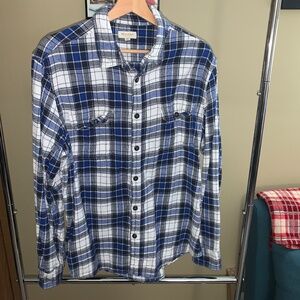 Men's Blue and White Flannel